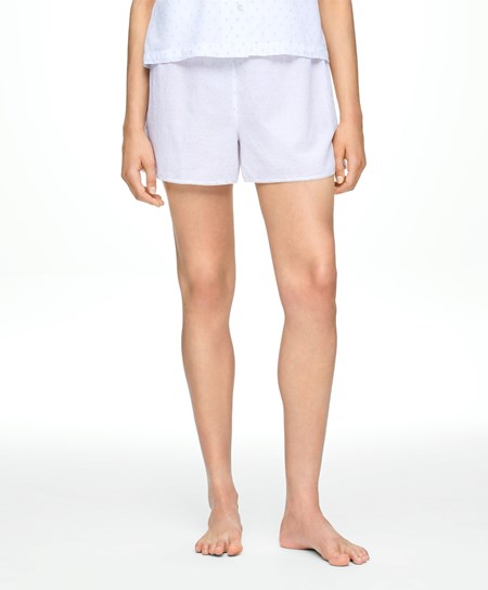 Oysho 100% Cotone Plumeti Shorts Bianche | 06928-ZYHR