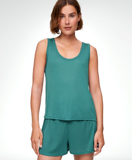 Oysho 100% Lyocell Vest Top Corallo Verdi | 04153-ORKY