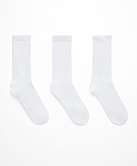 Oysho 3 Pairs Of Sports Cotone Classiche Socks Bianche | 38761-KDIT