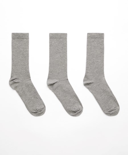 Oysho 3 Pairs Of Sports Cotone Classiche Socks Grigie | 67948-VUMP