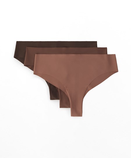 Oysho 3 Pantone™ Invisible Cheeky Brazilian Briefs Marroni | 96413-OHMS