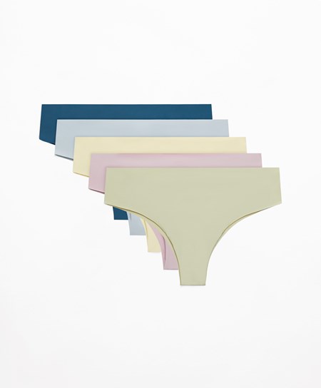 Oysho 5 Laser-cut Polyamide Cheeky Brazilian Briefs Verdi | 72651-KQYM