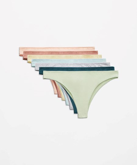 Oysho 7 Cotone Brazilian Briefs Washed Lime | 56287-YBED
