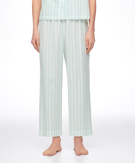 Oysho A Strisce 100% Cotone Trousers Verdi | 46350-AVQM