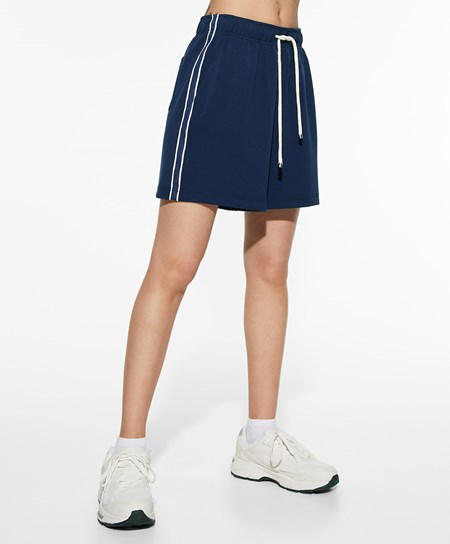Oysho A Strisce Soft Touch Modal Bermuda Shorts Blu Marino Blu | 82503-APXR