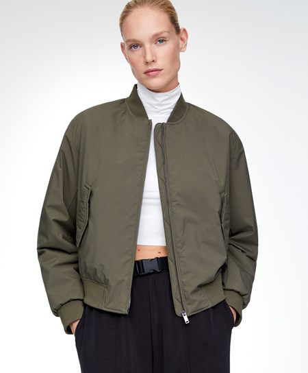 Oysho Acqua-repellent Bomber Jacket Khaki | 40123-ZHQE