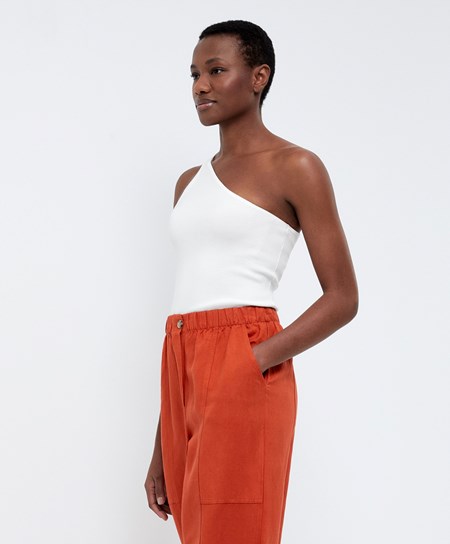 Oysho Asymmetric Knit Top Bianche | 76123-EPQC