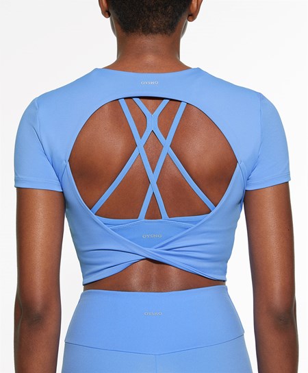 Oysho Back Detail Comfortlux Corta-sleeved T-shirt Lavanda | 83591-PUDA