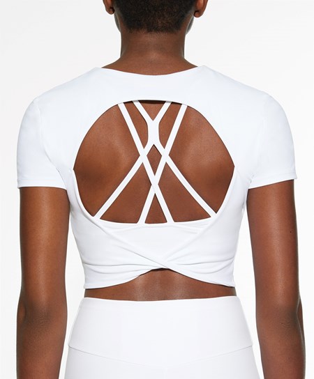Oysho Back Detail Comfortlux Corta-sleeved T-shirt Bianche | 87352-FJAY