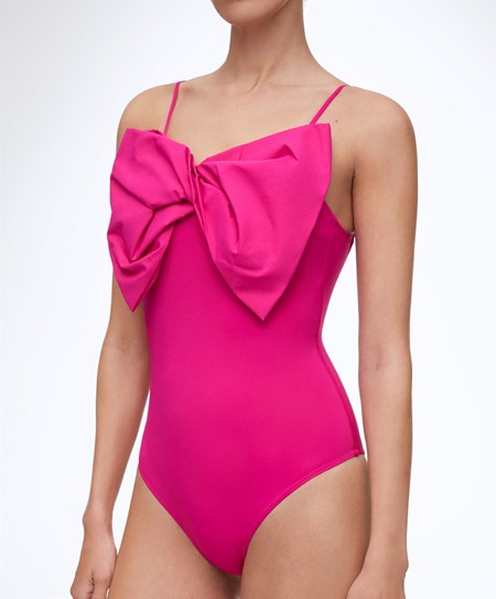 Oysho Bow Swimsuit Fucsia | 43286-BDTE