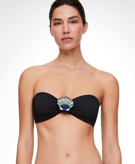 Oysho Brooch Bandeau Bikini Top Nere | 10845-NTSB