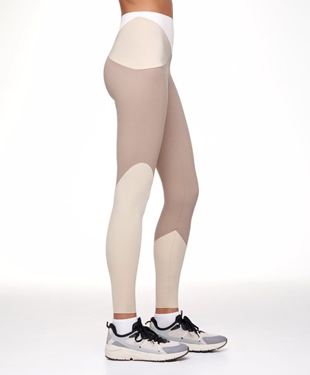 Oysho Colour Block 65cm Compressive Leggings Mocha | 62839-BYKV