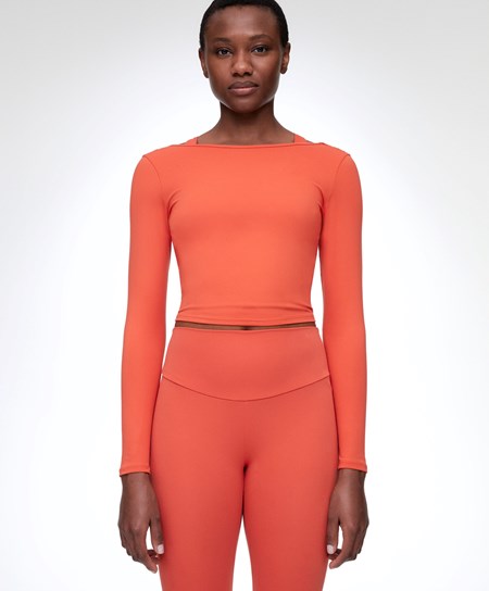 Oysho Comfortlux Back Long-sleeved T-shirt Arancioni | 78201-KPCG