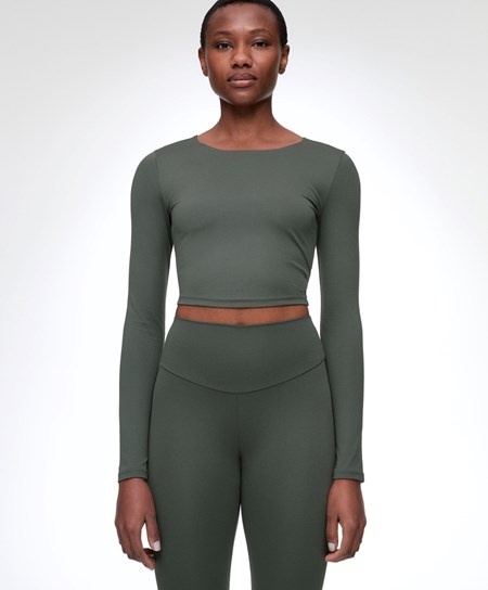 Oysho Comfortlux Long-sleeved T-shirt Verdi Scuro | 76213-AFZT