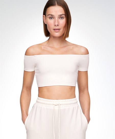 Oysho Comfortlux Off-the-shoulder Top With Cups Cream-white | 85763-LECT