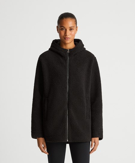 Oysho Con Cappuccio Fleece Jacket Nere | 39527-AUIY