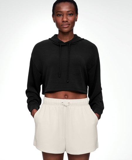 Oysho Con Cappuccio Modal Crop Sweatshirt Nere | 03952-UGZR