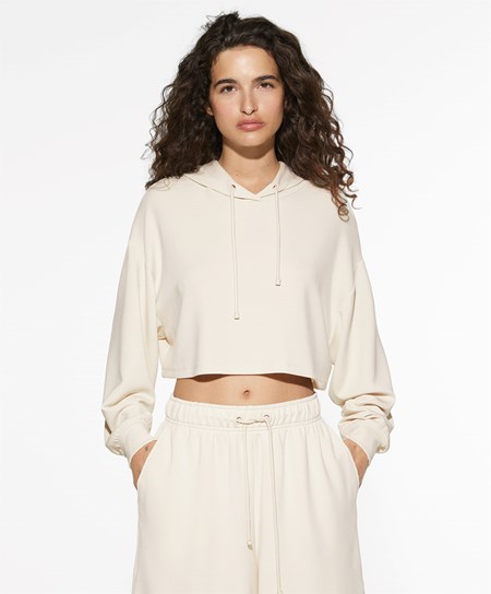 Oysho Con Cappuccio Modal Crop Sweatshirt Stone | 98532-UHOL