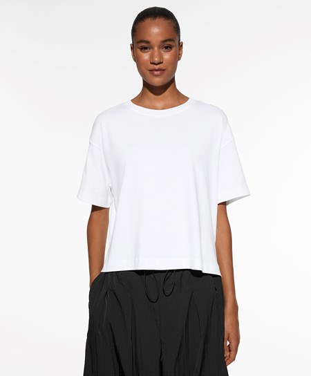 Oysho Corta Sleeve Cotone T-shirt Pale Ecru | 89453-ETIQ