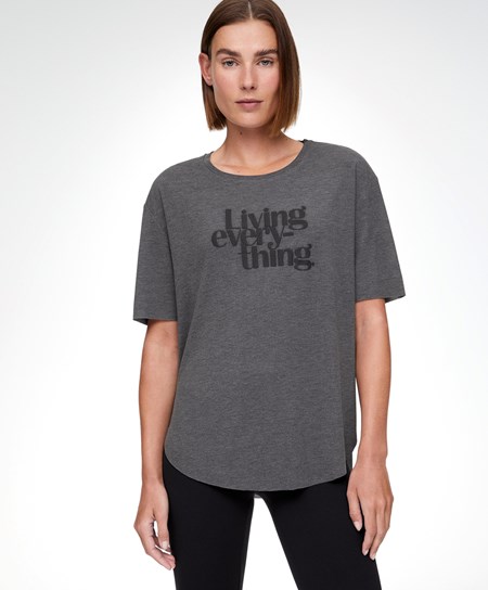 Oysho Corta Sleeve T-shirt With Slogan Marl | 62397-CZMK