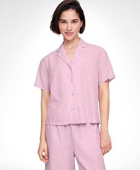 Oysho Corta-sleeved 100% Cotone Plumeti Shirt Mid-rosette | 24976-JATG