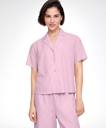 Oysho Corta-sleeved 100% Cotone Plumeti Shirt Mid-rosette | 59408-BWRM