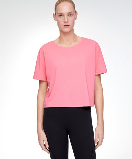 Oysho Corta-sleeved Technical T-shirt Rosa | 16032-RDXC