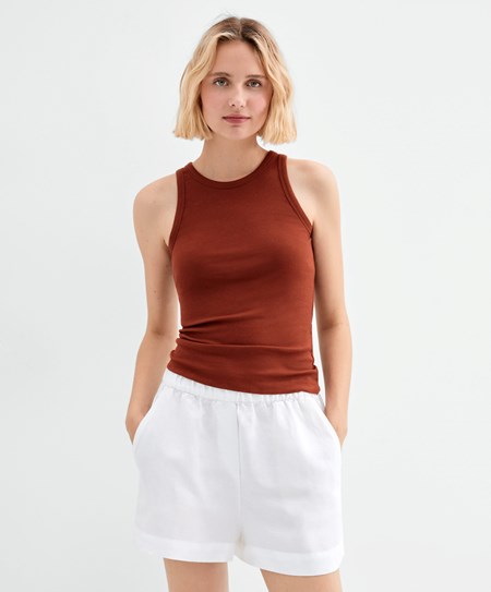Oysho Costine Vest Top Marroni | 26309-NWKQ