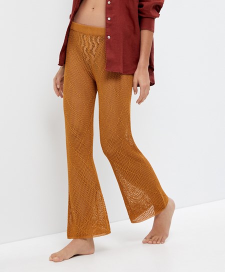 Oysho Crochet Cropped Trousers Honey | 05673-IZLD