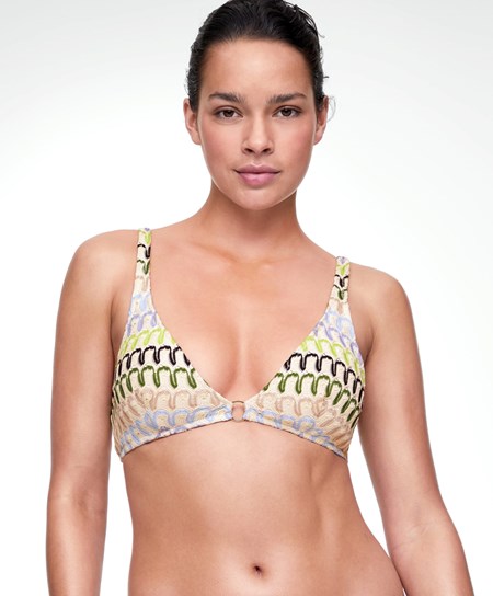 Oysho Crochet Halterneck Bikini Top Natural | 07195-ZHDG