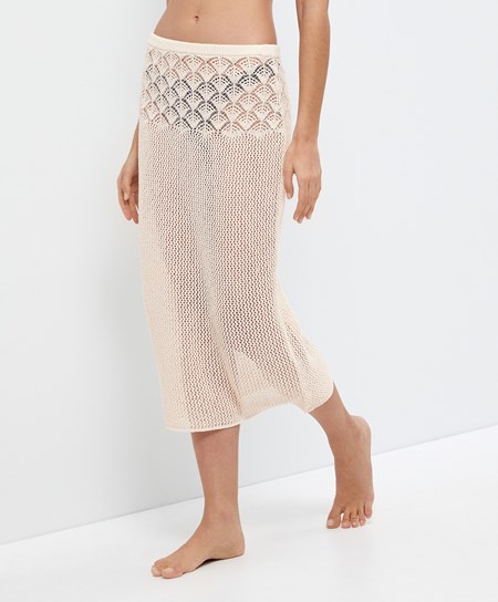 Oysho Crochet Midi Skirt Sabbia | 65180-QCED