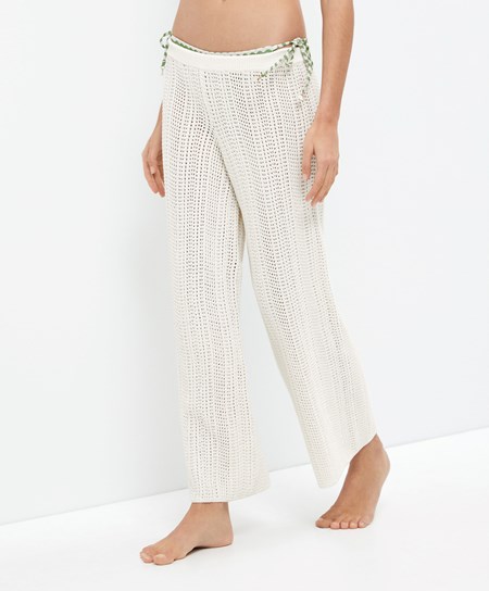 Oysho Crochet Trousers Bone Whte | 31764-KYNG