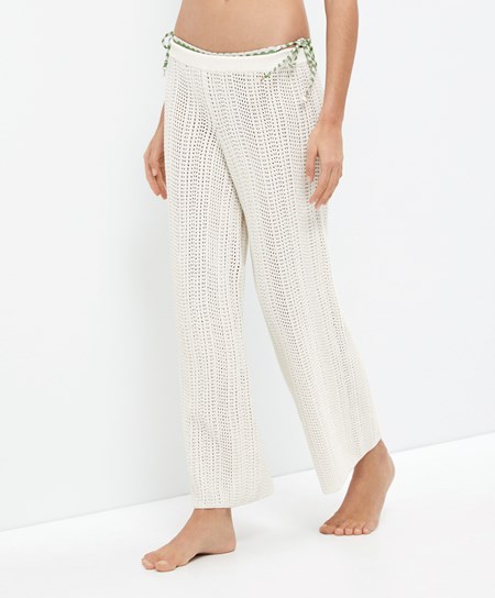 Oysho Crochet Trousers Bone Whte | 64925-DXYF
