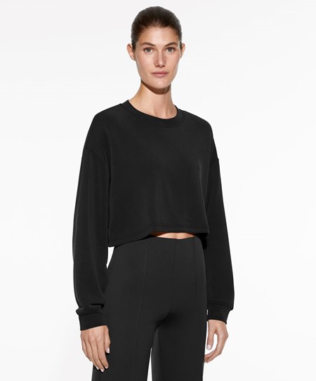 Oysho Crop Modal Sweatshirt Nere | 32064-QISL