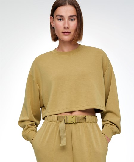 Oysho Crop Modal Sweatshirt Verde Oliva | 13695-WCBJ
