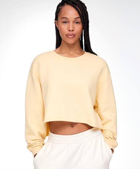 Oysho Cropped Cotone Sweatshirt Gialle | 01876-TUWN
