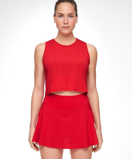 Oysho Cropped Microperforated Technical Senza Maniche T-shirt Rosse | 73906-KPXA