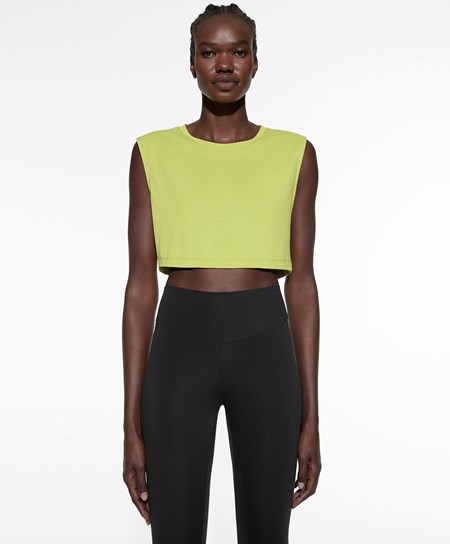 Oysho Cropped Modal T-shirt Verdi | 21907-ZNBL