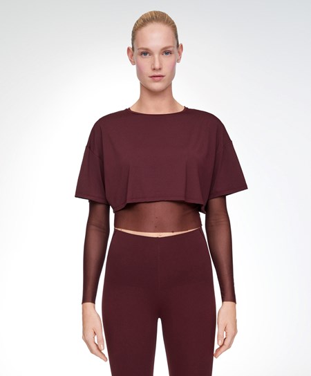 Oysho Double Mesh Top Bordeaux | 42597-WSYM