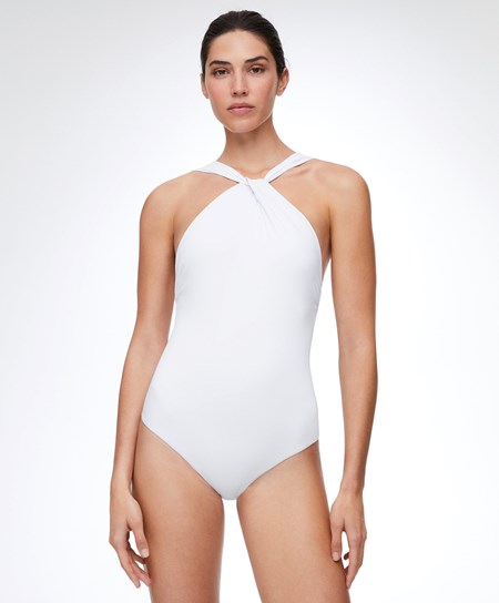 Oysho Draped Halter Swimsuit Bianche | 74289-RKZX