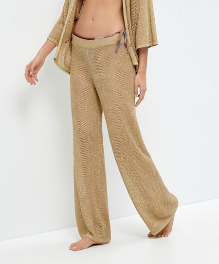 Oysho Dritto Fit Knit Trousers Oro | 73051-KTJX
