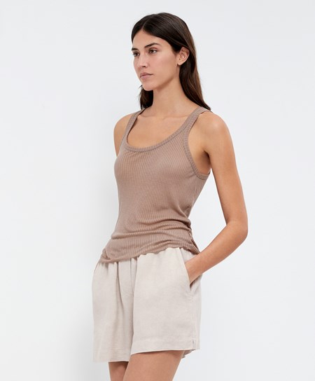 Oysho Extra Fine Vest Top Marroni | 98261-NHGO