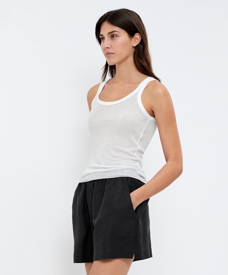 Oysho Extra Fine Vest Top Pale Ecru | 45018-FWAP