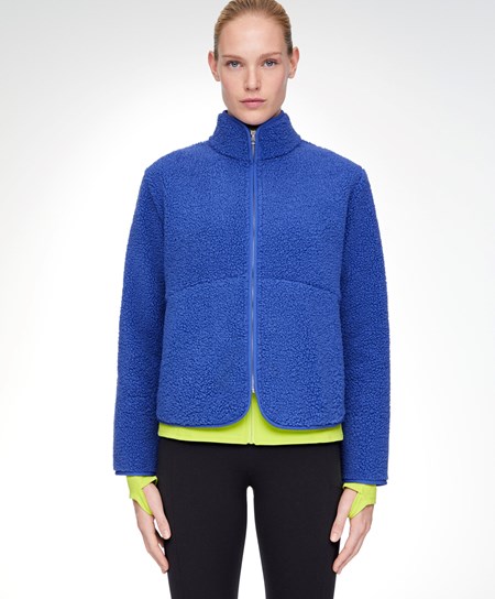 Oysho Faux-shearling Corta Jacket Blu | 26079-ZQSP