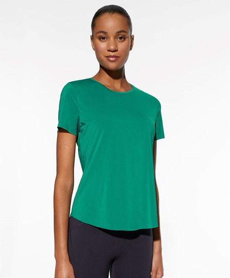 Oysho Fitted Corta-sleeved Technical T-shirt Verdi | 89234-USON