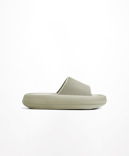 Oysho Flatform Sandals Khaki | 46758-EVOI