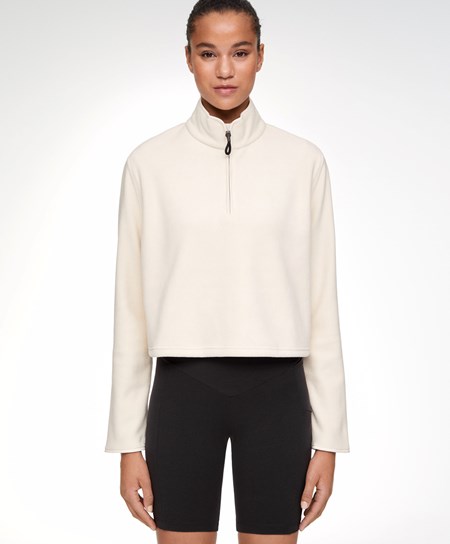 Oysho Fleece Sweatshirt Ecru | 46583-HGRS