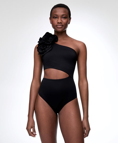 Oysho Floral Asymmetric Trikini Nere | 53910-CDPG