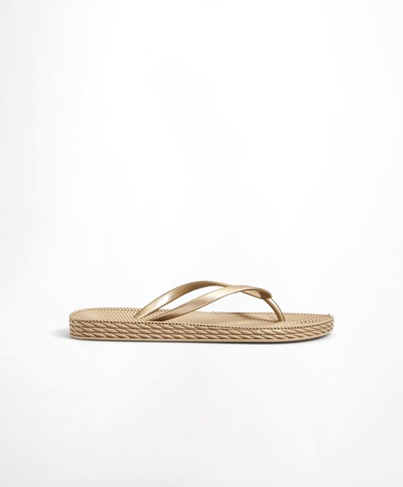 Oysho Gold Textured Beach Sandals Oro | 49367-FTDR