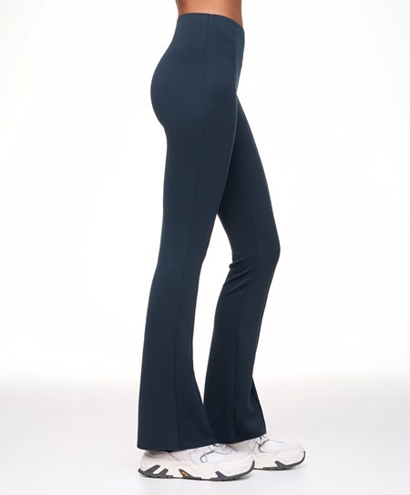 Oysho High-strength Fabric Flare Trousers Blu Marino | 24715-CBTM